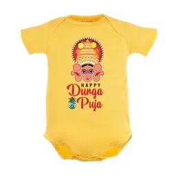 FFLIRTYGO Infant Kids Durga Puja Special Printed Pure Cotton Bodysuit-image-57