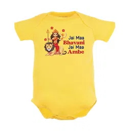 FFLIRTYGO Infants Durga Puja Special Printed Pure Cotton Bodysuit-image-80