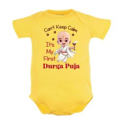 FFLIRTYGO Kids Durga Puja Special Printed Pure Cotton Bodysuit-image-87