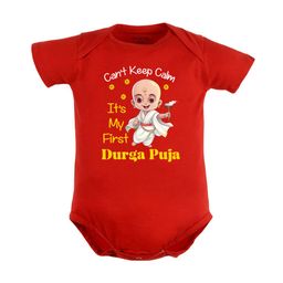FFLIRTYGO Kids Durga Puja Special Printed Pure Cotton Bodysuit-image-80