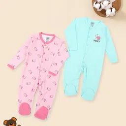 MeeMee Infants Pack Of 2 Printed Pure Cotton Rompers-24