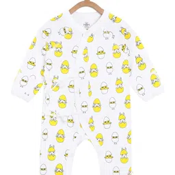 The Mom Store Infant Kids White & Yellow Printed Pure Cotton Rompers-image-95