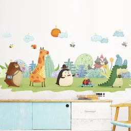 Jaamso Royals White Animal Printed Self Adhesive Self Adhesive Wall Stickers-43