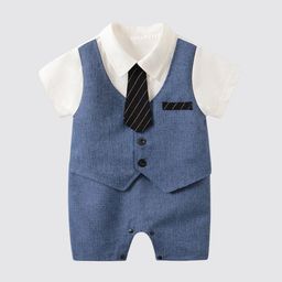 StyleCast Infant Boys Blue Cotton Rompers-image-80