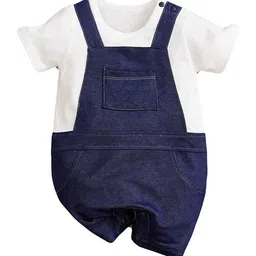 StyleCast Infant Blue & White Cotton Rompers-25