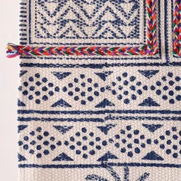 HANDICRAFT PALACE White & Blue Bohemian Hand Block Palm Tree Printed Tapestry Wall Hanging image 3