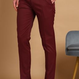 fubar Men Regular Fit Maroon Viscose Rayon Trousers-picture-48