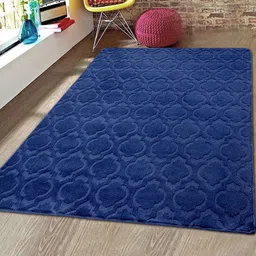 Saral Home Navy Blue Solid Microfiber Anti-Skid Carpet-image-14