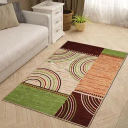 Status Green & Maroon Printed Anti-Skid Carpet-52