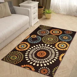 Status Brown & Orange Geometric Motifs Anti-Skid Carpet-25