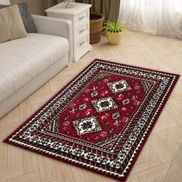 Story@home Red & White Ethnic Motif Printed Rectangular Anti-Skid Floor Carpet-1
