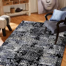 MODEFE Black & White Abstract Anti-Skid Rectangular Carpet-36