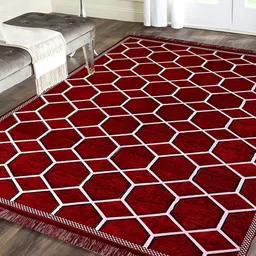 Sparrow world Maroon & White Geometric Printed Rectangular Carpet-6