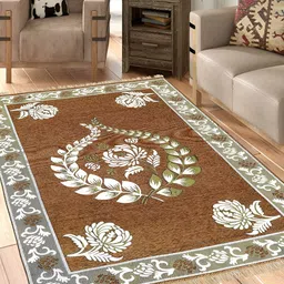 Sparrow world Mustard & White Floral Living Room Carpet-20