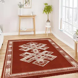 bsb home Rust & Beige Geometric Anti-Skid Rectangular Carpet-picture-6