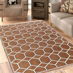 Sparrow world Brown Printed Chennille Carpet-47