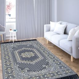 Sparrow world Grey Solid Chennile Carpet-38