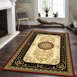 Sparrow world Green & Cream Bohemian Printed Anti Skid Rectangle Carpet-35