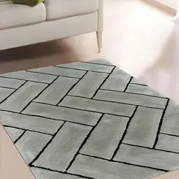 Shopgallery Grey & Black Geometric Anti-Skid Shaggy Carpet-image-102