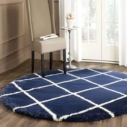 Shopgallery Blue & White Geometric Anti Skid Shaggy Carpet-picture-15