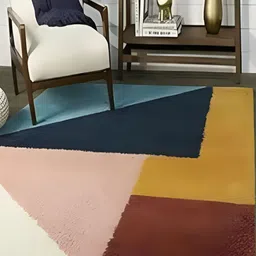 Shopgallery Pink & Yellow Geometric Anti-Skid Shaggy Carpet-picture-10