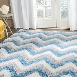 Shopgallery Blue & Grey Geometric Anti-Skid Shaggy Carpet-image-68