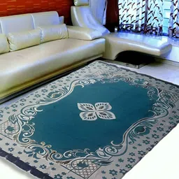 ZESTURE Blue Floral Polyester Carpet-picture-15