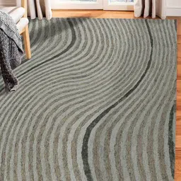 saraswatii global Grey & Olive-Green Printed Rectangular Carpet-6