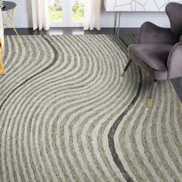 saraswatii global Grey Printed Rectangular Carpet image 1