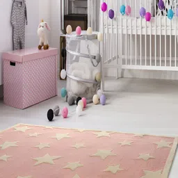 LITTLELOOMS Pink & Beige Twinkling Star Hand-Tufted Woollen Carpet-58