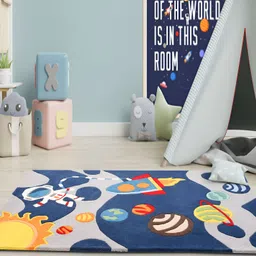 LITTLELOOMS Blue & Grey Hand Tufted Woollen Carpet-11