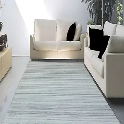 MRIC Grey Striped Handmade Woollen Carpet image 1