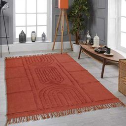 Art Avenue Red Self Design Cotton Rectangular Carpet-7
