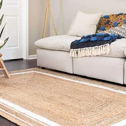 AaHo Decor Camel Brown and Black 2 Pieces Jute Geometric Reversible Rugs Floor Mat-13