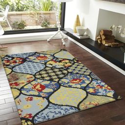 PRESTO Blue & Yellow Ethnic Motif Carpet-17