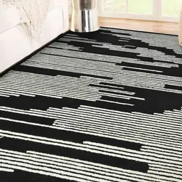 saraswatii global Black & Beige Striped Printed Woolen Rectangle Carpet-16