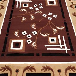 Asad Emporium Rugs Brown Floral Anti Skid Carpet-40