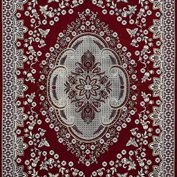 Sparrow world Red & White Floral Printed Rectangular Carpet image 3