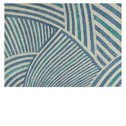 saraswatii global White and Blue Printed Rectangular Carpet image 2