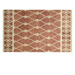 saraswatii global Rust & Beige Geometric Printed Woolen Rectangle Carpet image 2