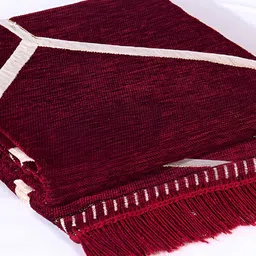 Sparrow world Red & White Geometric Printed Velvet Chennille Rectangular Carpet image 3