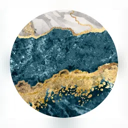 Sparrow world Teal Green & Gold Toned Abstract Printed Anti Skid Rectangle Carpet image 2