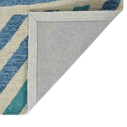 saraswatii global White and Blue Printed Rectangular Carpet image 3