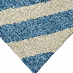saraswatii global White and Blue Printed Rectangular Carpet image 4