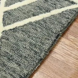 saraswatii global Grey & Beige Geometric Printed Woolen Rectangle Carpet image 4