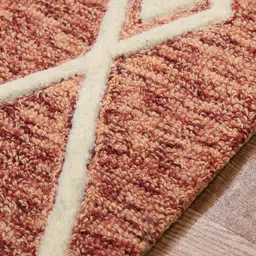 saraswatii global Rust & Beige Geometric Printed Woolen Rectangle Carpet image 4