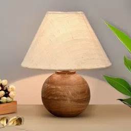 homesake Round Wood Rustic Table Lamp, Khadi-picture-6