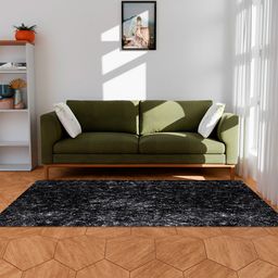 Kuber Industries Black Abstract Textured Water Resistant Shaggy Carpet-21