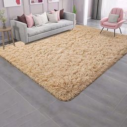 F & B RUGS Beige Traditional Anti Skid Shaggy Carpet-29