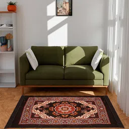 Kuber Industries Brown Ethnic Motifs Water Resistant Carpet-55